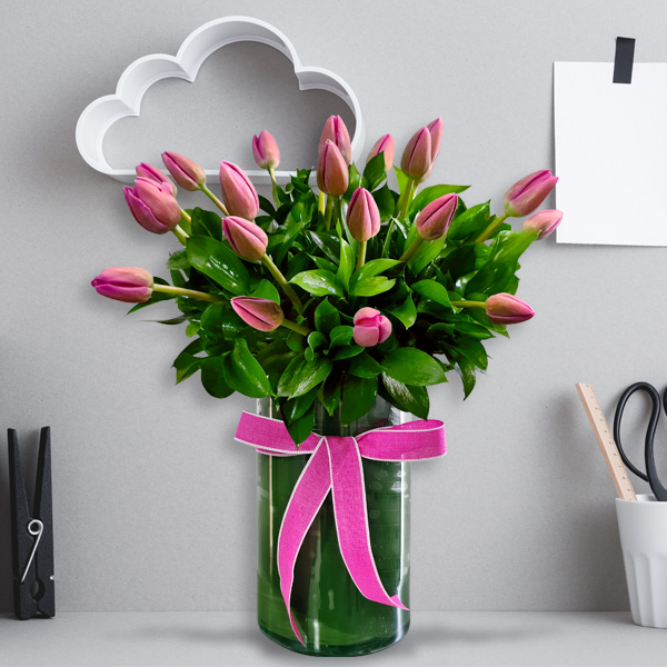 20 Tulipanes fucsia en arreglo Barcelona