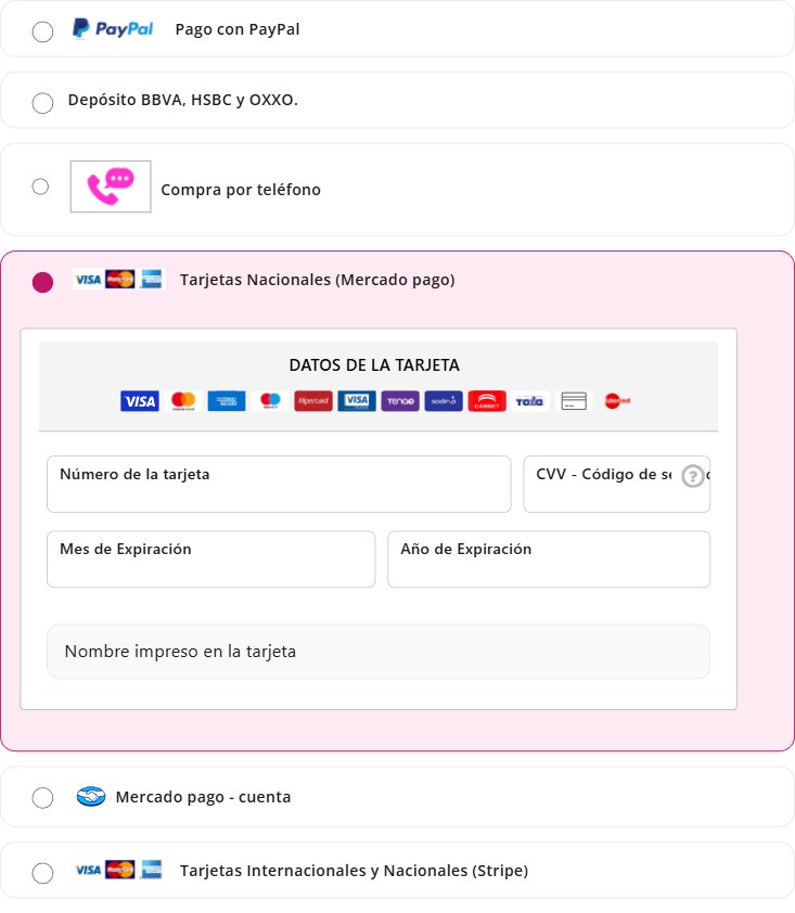 Formas de pago disponibles