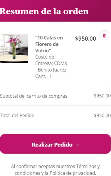 Resumen de la orden y boton realizar pedido